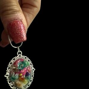 Vibrant Floral Sterling Silver Pendant Earrings & Necklace a set